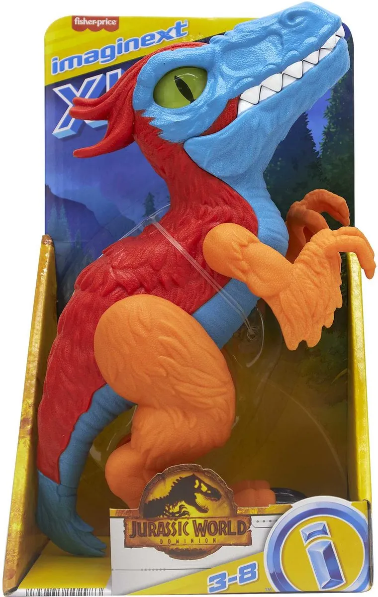Jurassic World Imaginext Pyroraptor HKG14 - Dinosaurusfiguur 25cm - Veelkleurig
