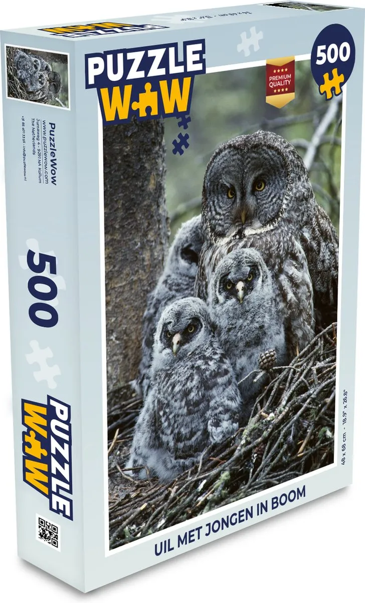 PuzzleWow Puzzel Uil met jongen Legpuzzel 500 Stuks - Multicolor
