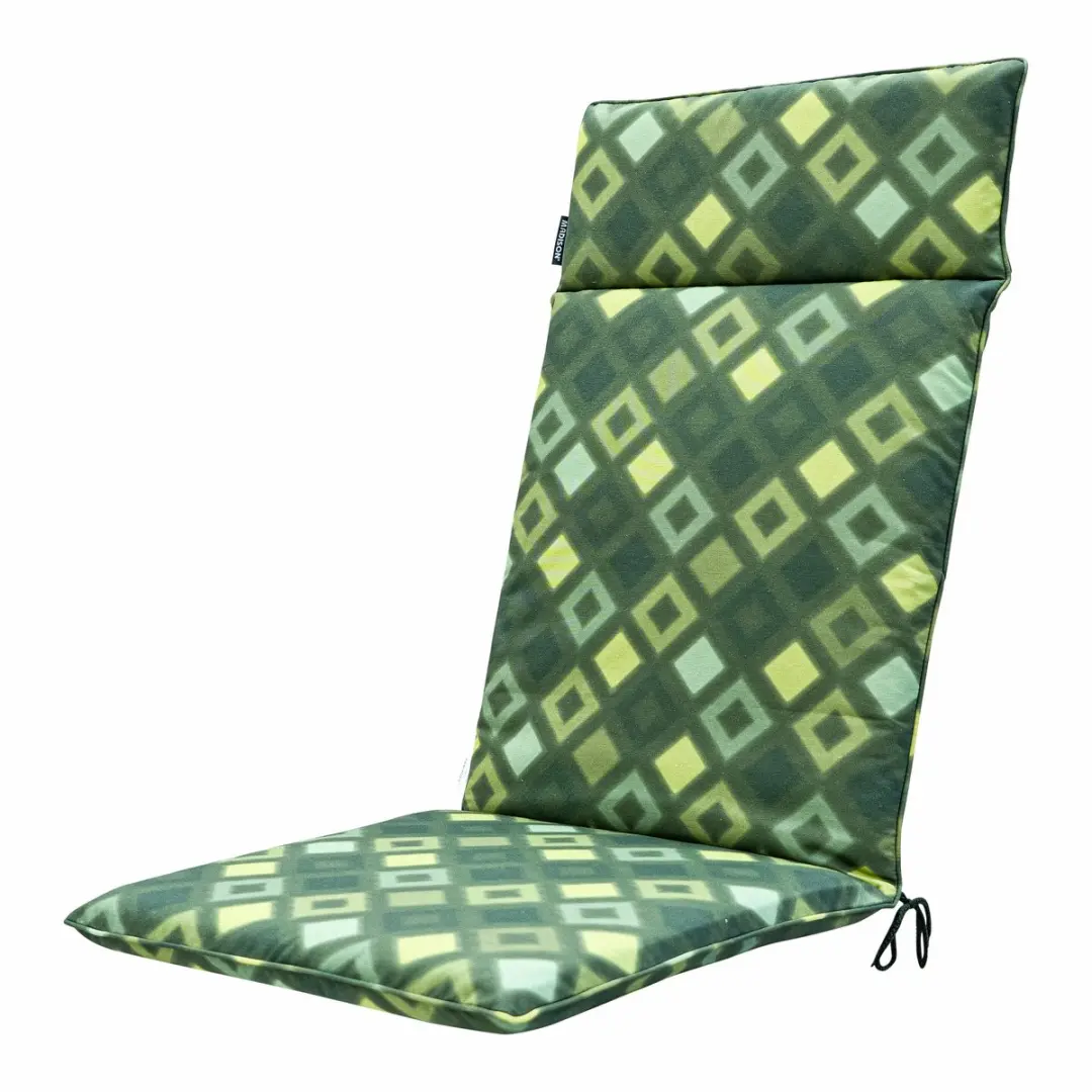 Madison Tuinstoelkussen hoge rug 50x120 cm Universeel Grids green natural oudoor