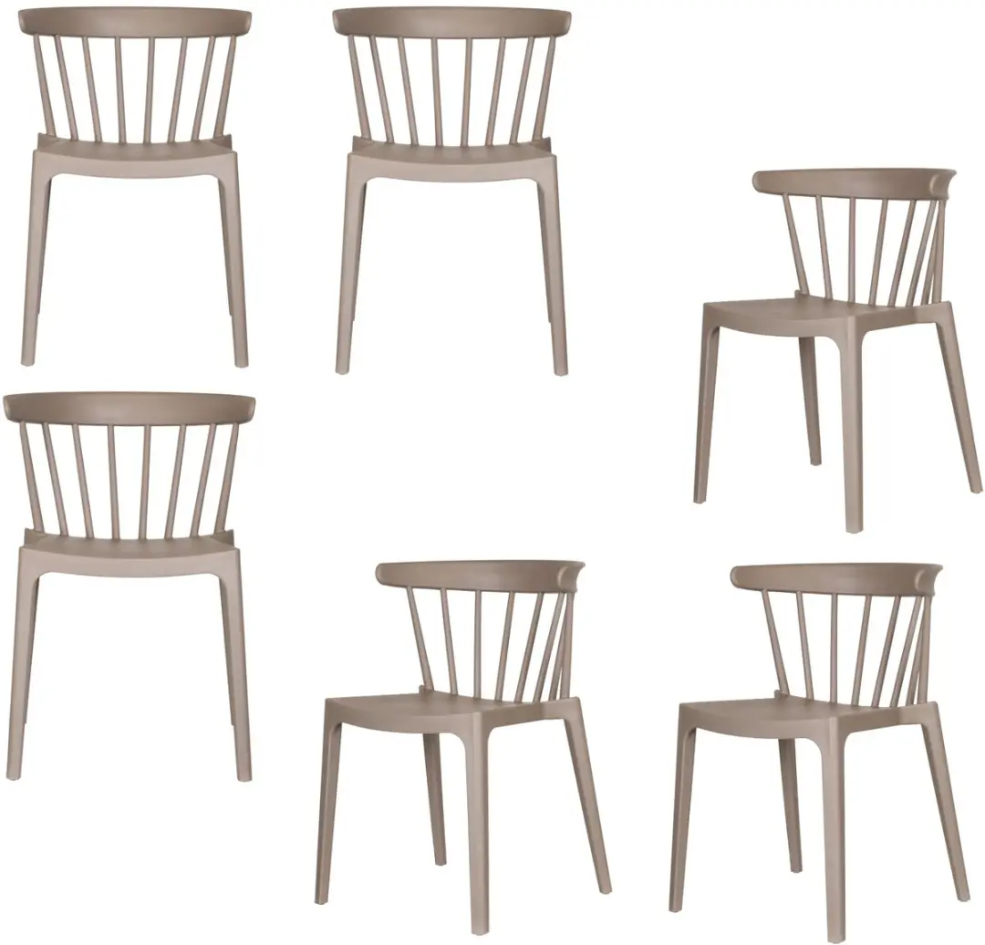 WOOOD Bliss Tuinstoelen - Kunststof - Taupe - Set van 6