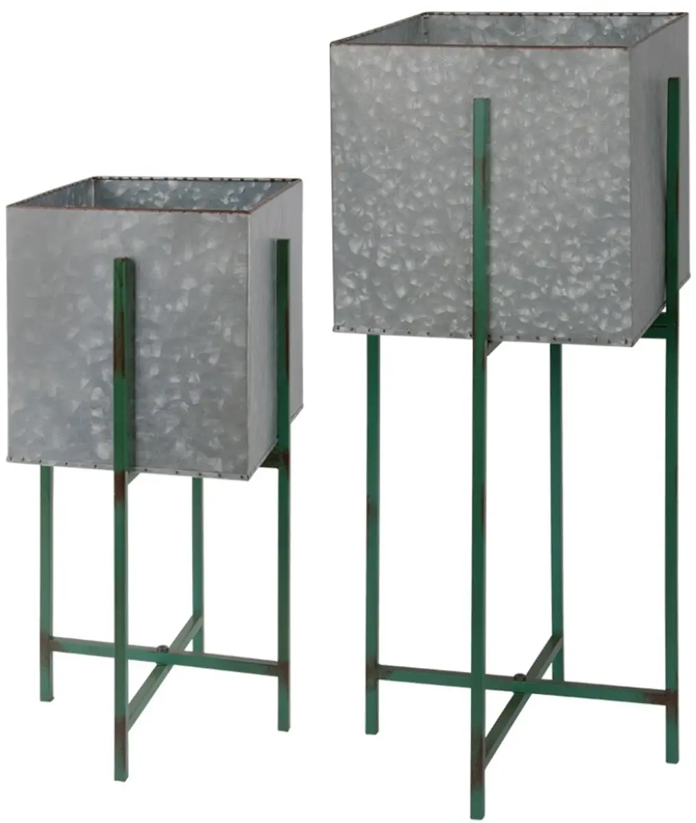 Esschert Design Plantenbakken 62,1/47,4 Cm Staal Zilver 2 Stuks