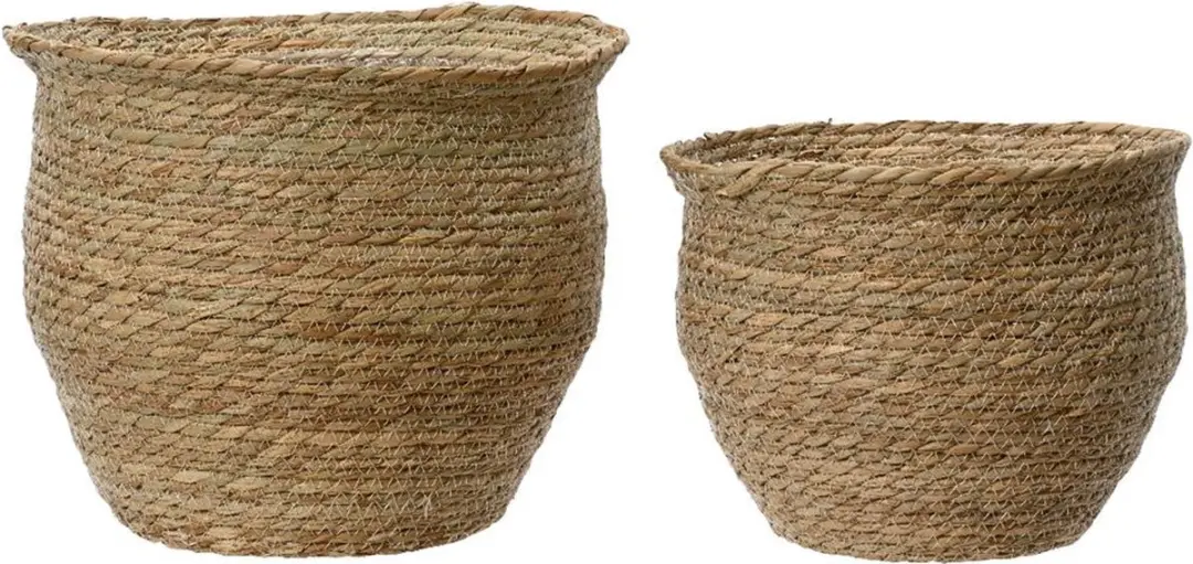 Decoris Bloempot set van gerecycled kunststof L.dia32cm S.dia27cm voor binnen of