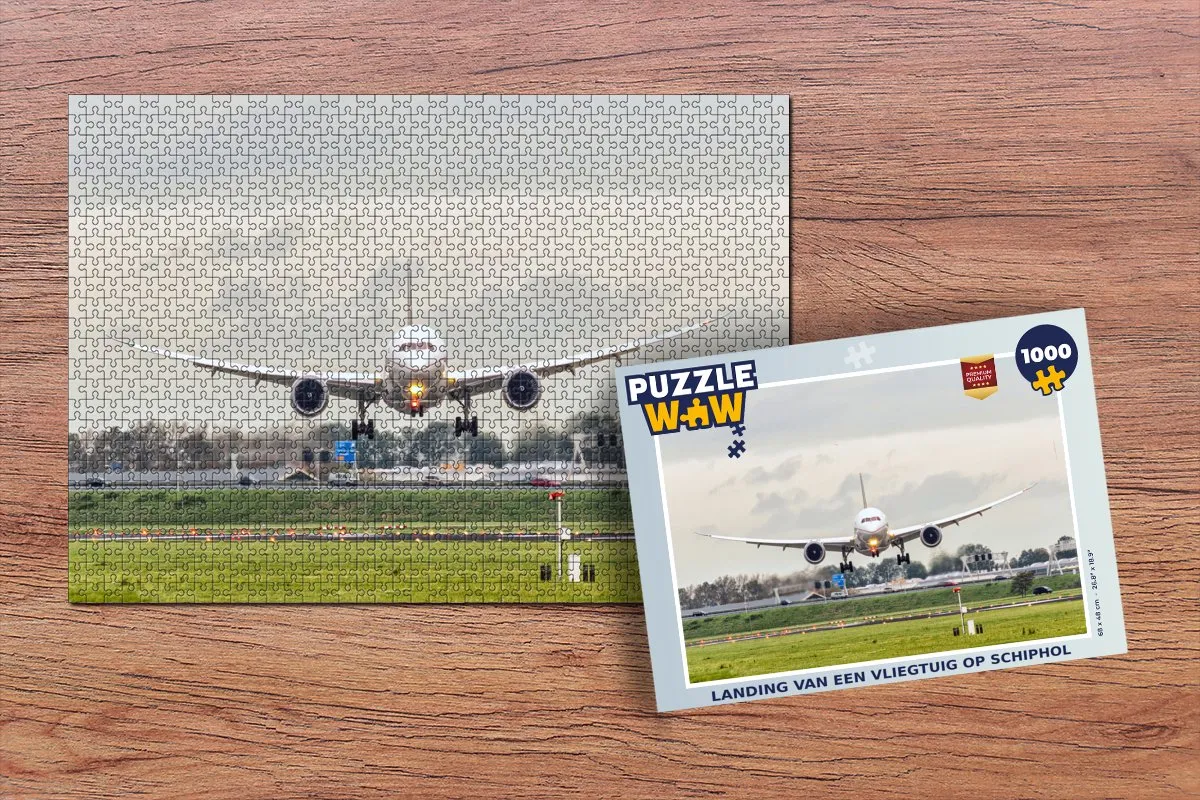 PuzzleWow Legpuzzel Landing Schiphol 1000 Stuks - Multicolor