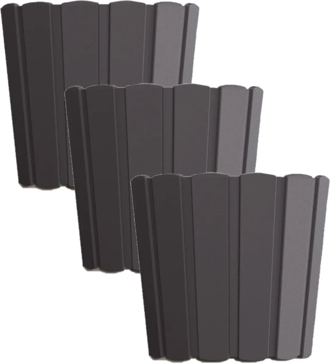 Set van 3x stuks wood-look plantenpot/bloempot kunststof dia 16.5 cm/hoogte 15 c