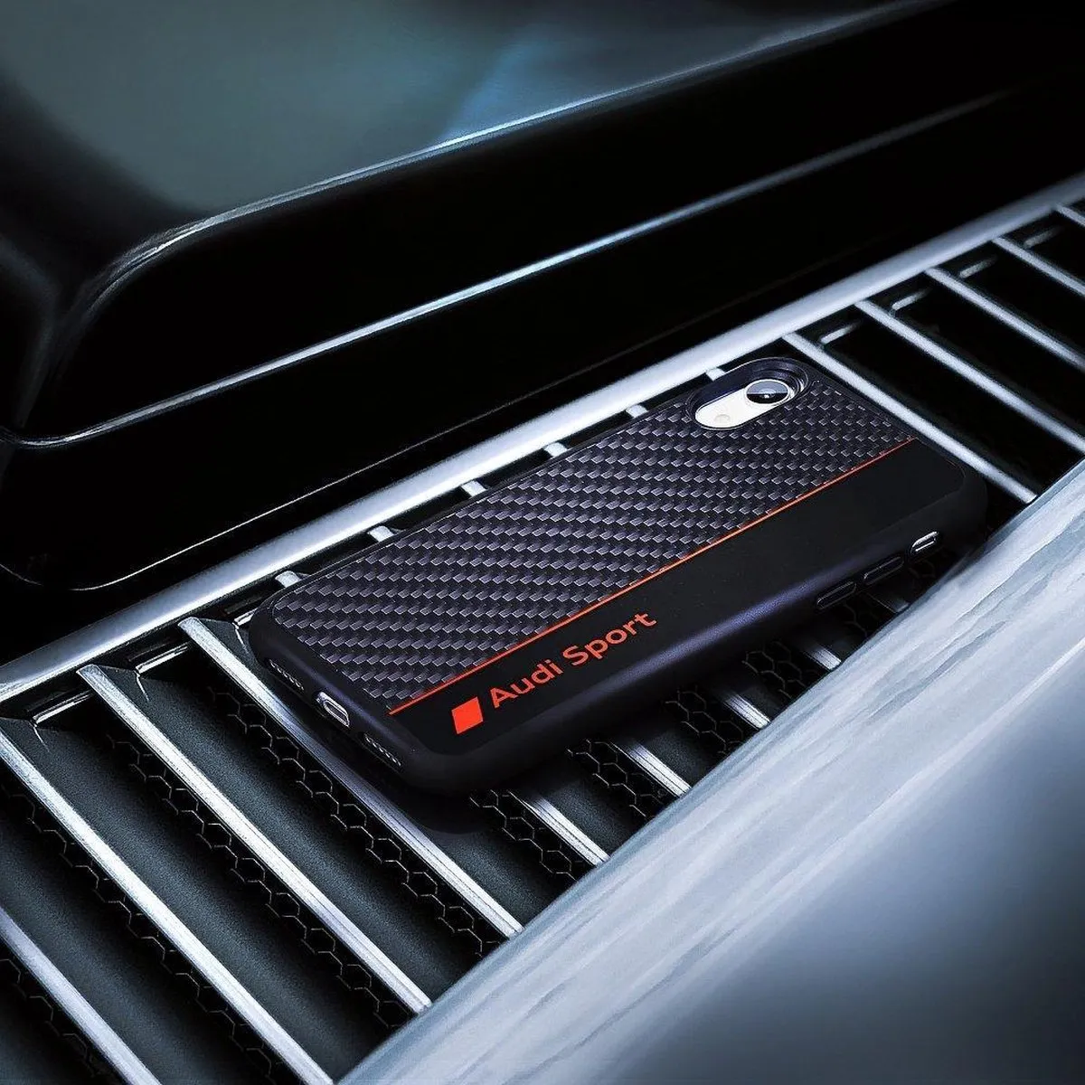 Audi Carbon Fiber Hoesje iPhone 8 Plus - Zwart
