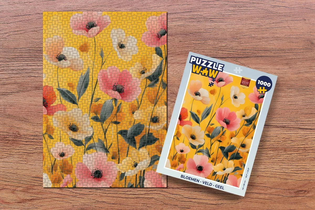 PuzzleWow Legpuzzel Bloemen Veld 1000 Stuks - Geel