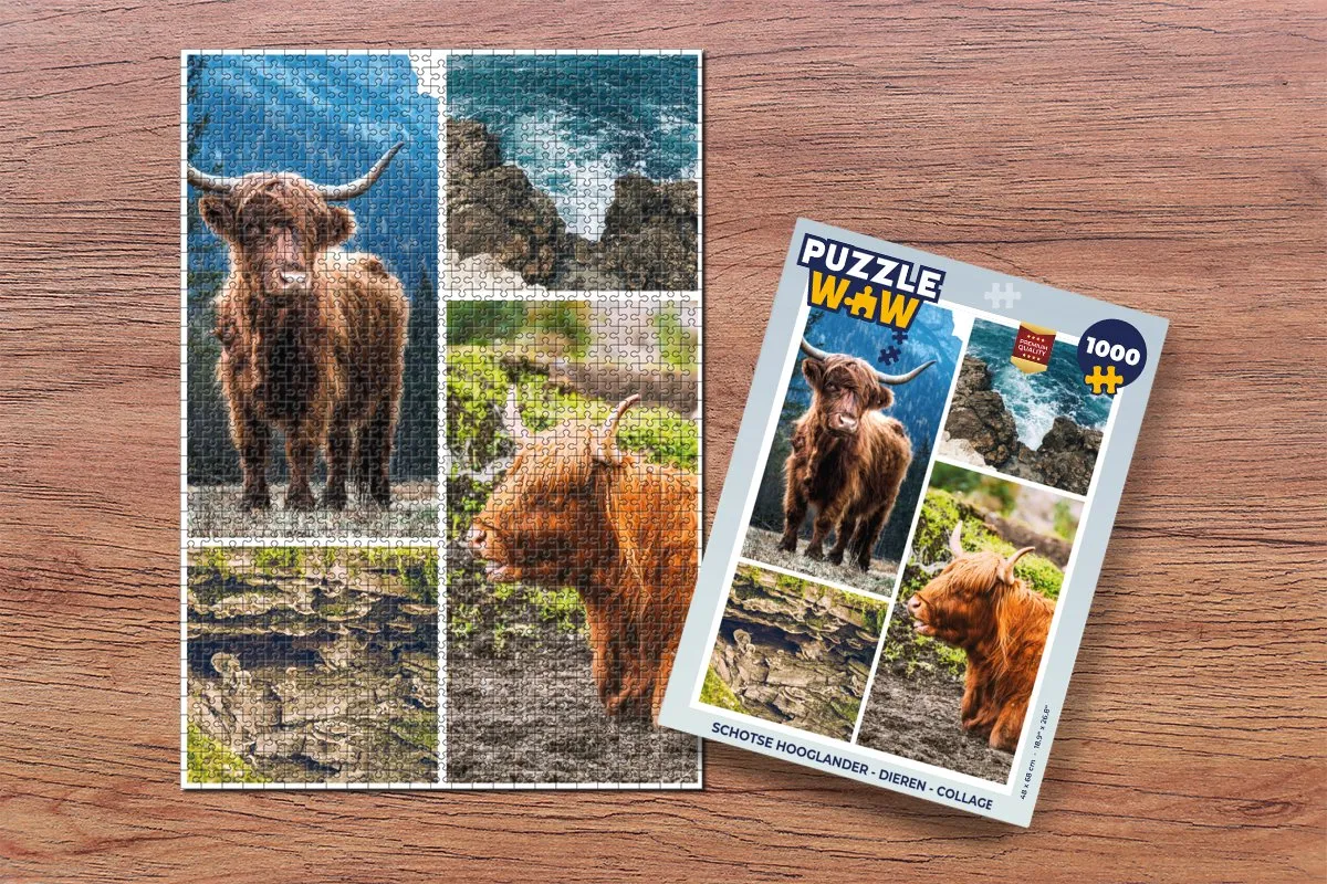 PuzzleWow Schotse Hooglander Legpuzzel 1000 Stuks - Multicolor