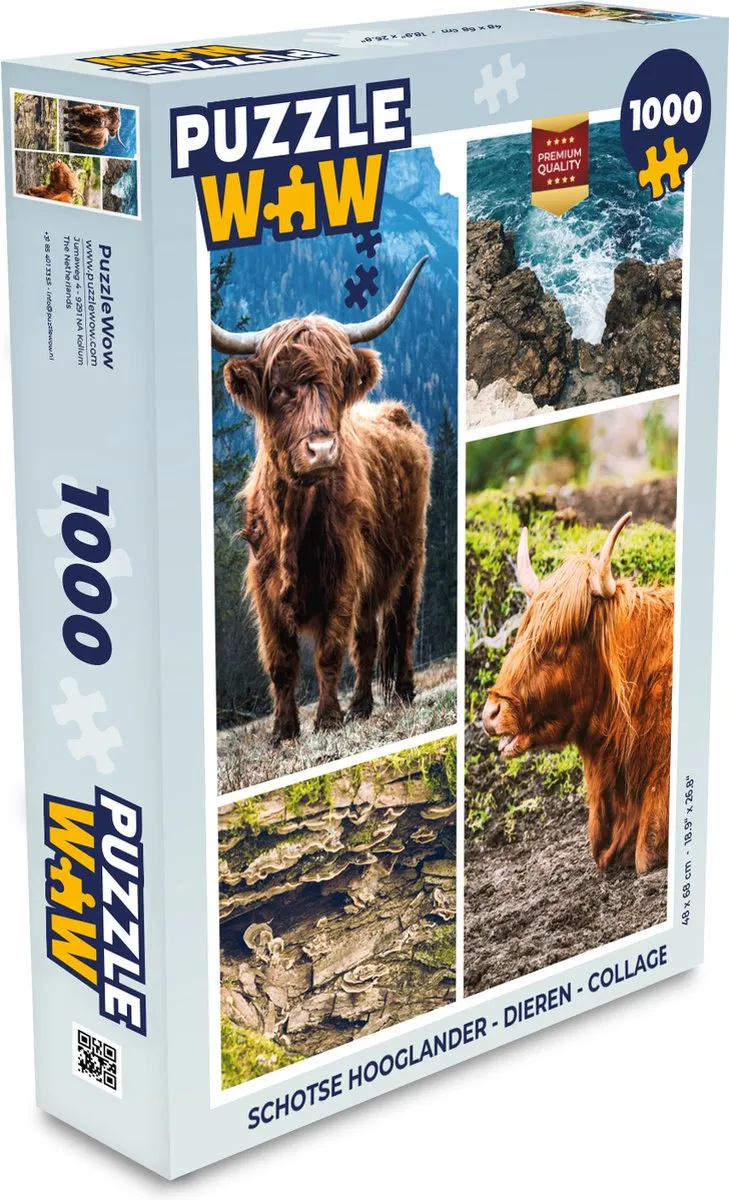 PuzzleWow Schotse Hooglander Legpuzzel 1000 Stuks