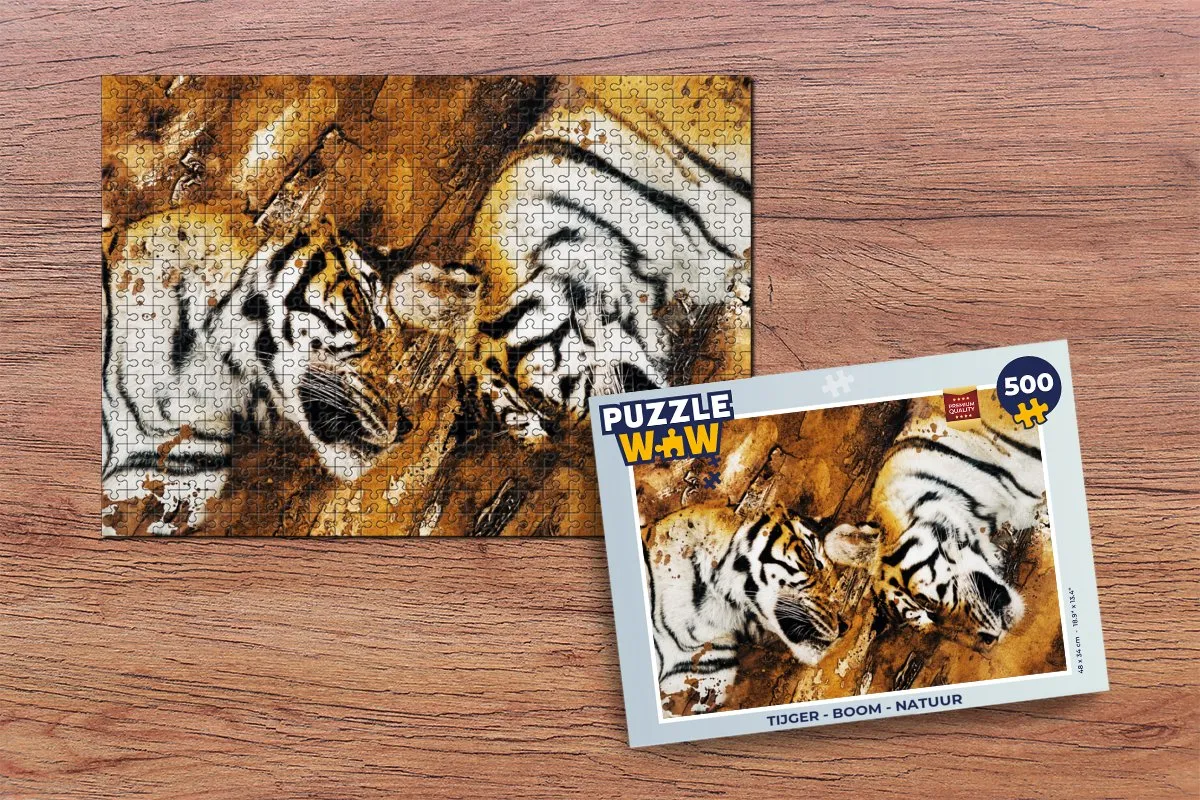 PuzzleWow Tijger Boom Natuur Legpuzzel 500 Stuks - Multicolor