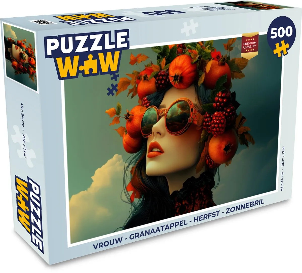 PuzzleWow Herfst Zonnebril Legpuzzel 500 Stuks - Granaatappel