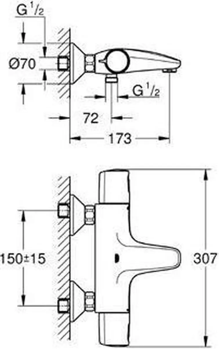 GROHE Precision Trend Thermostatische Badkraan 34227002 - Chroom - afbeelding 2 van 6