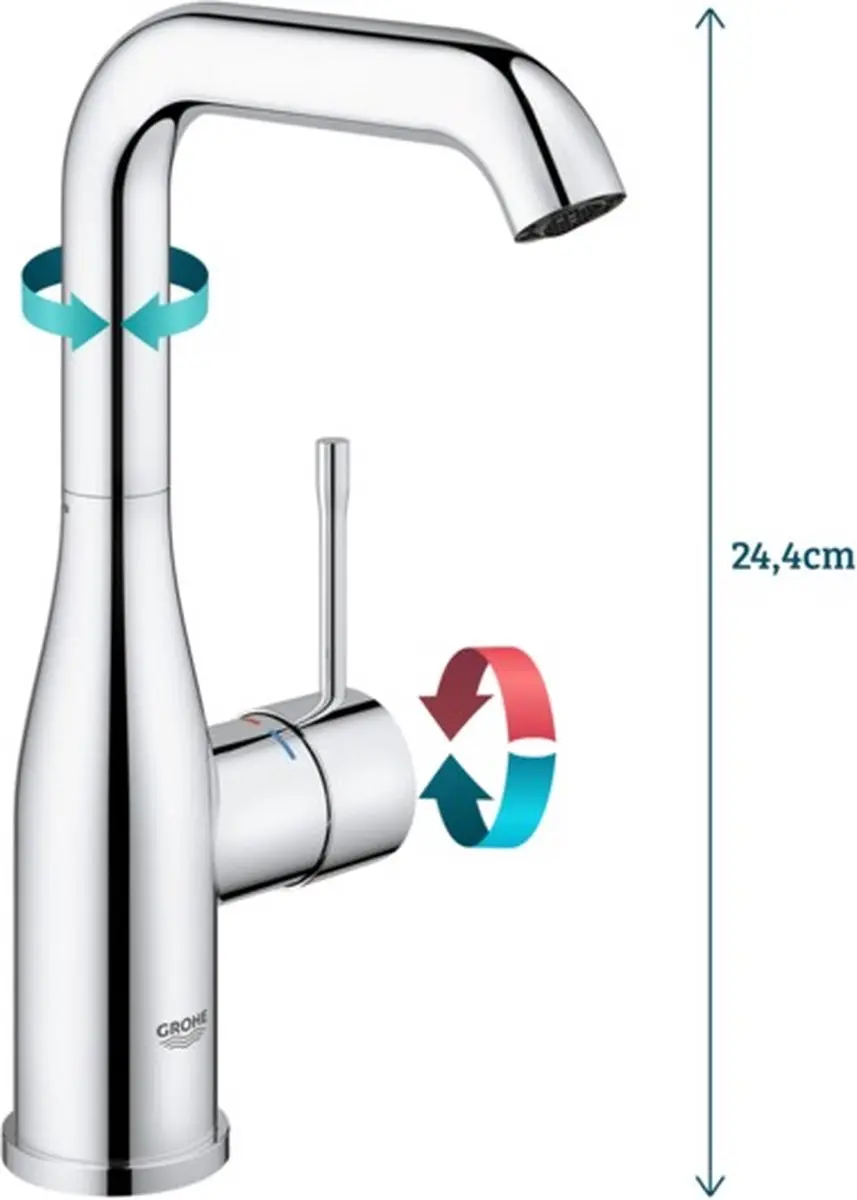 Grohe Essence Wastafelkraan 23541001 - Chroom - afbeelding 4 van 4