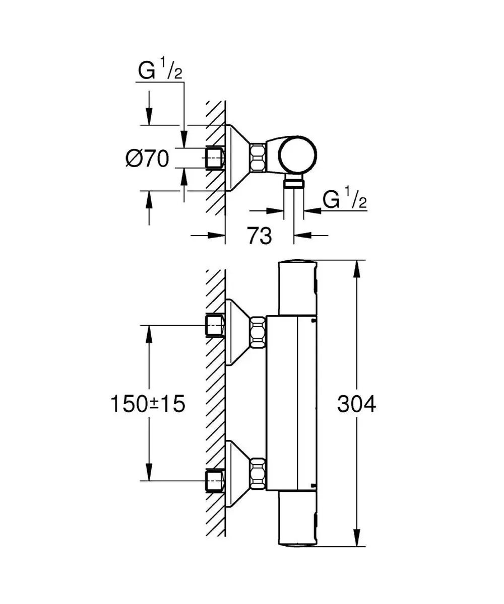 Grohe Precision Start Thermostaatkraan 34594000 - Chroom - afbeelding 2 van 6