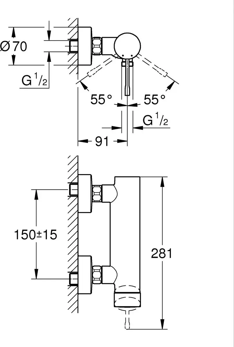 GROHE Essence New Douchekraan 15cm - Mat Antraciet - afbeelding 2 van 6