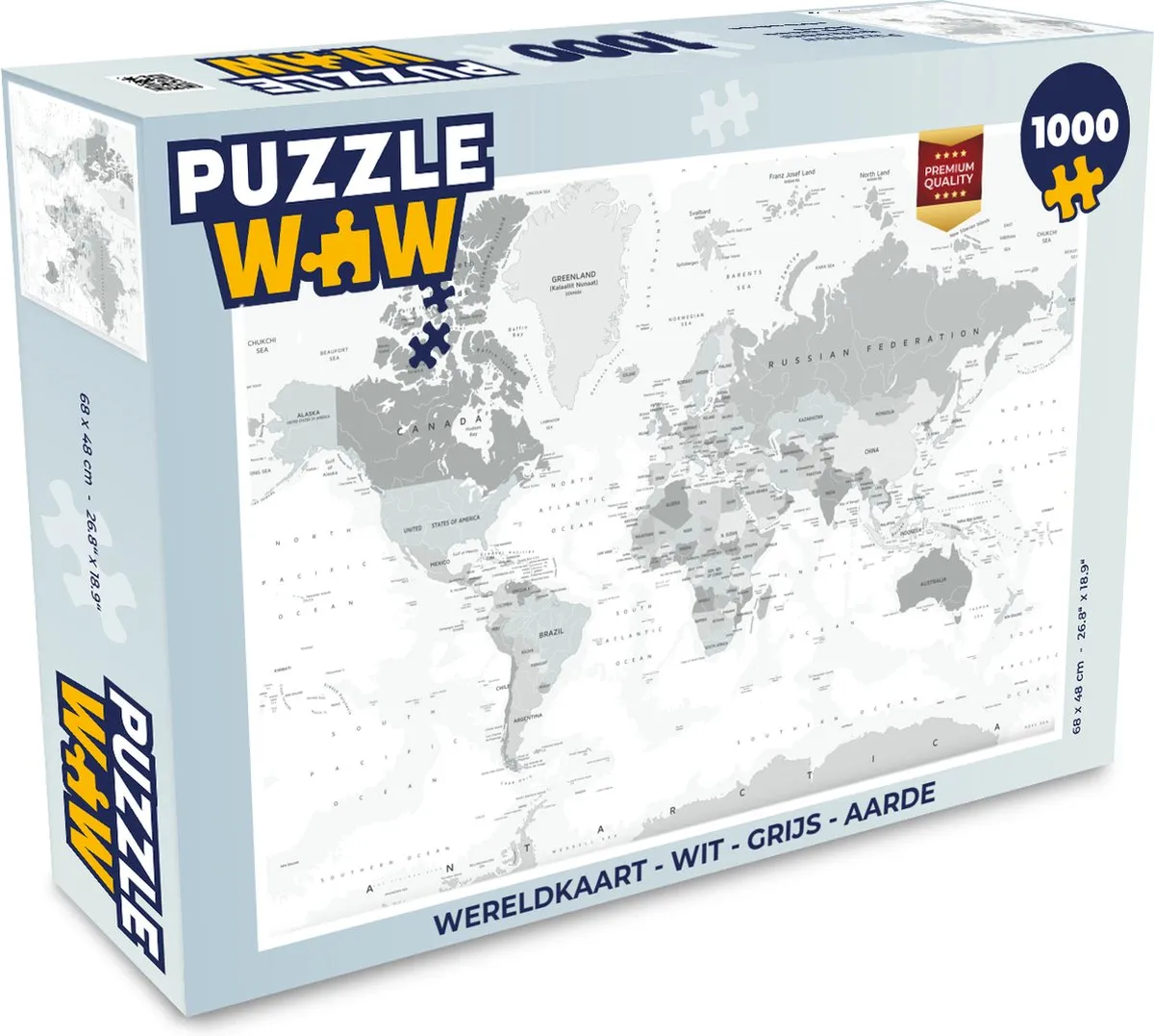 PuzzleWow Wereldkaart Legpuzzel 1000 Stuks - Multicolor
