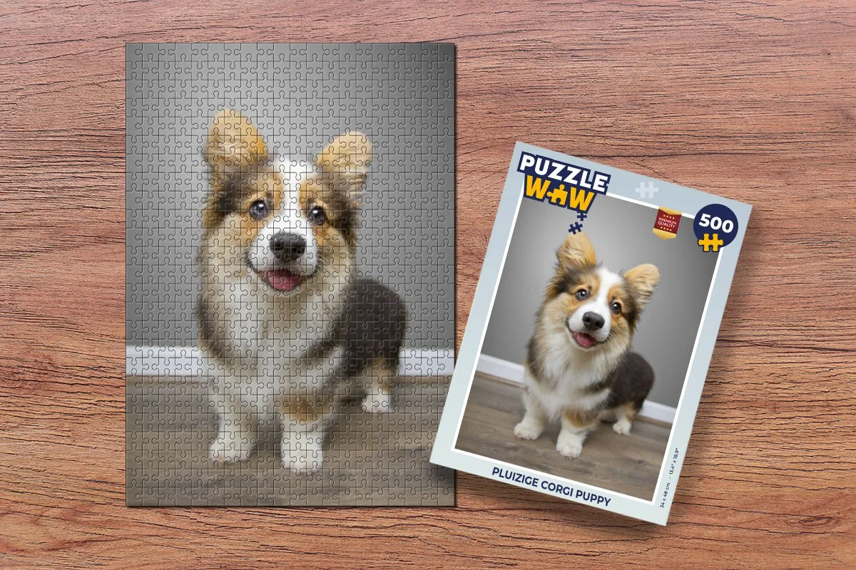 PuzzleWow Legpuzzel Pluizige Corgi Puppy 500 Stuks - Multicolor