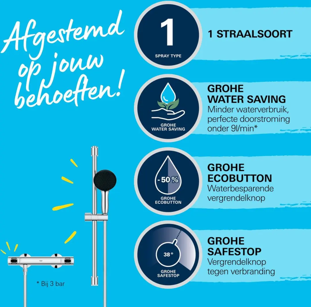 GROHE Precision Flow QuickFix Doucheset 600mm - Chroom - afbeelding 4 van 6