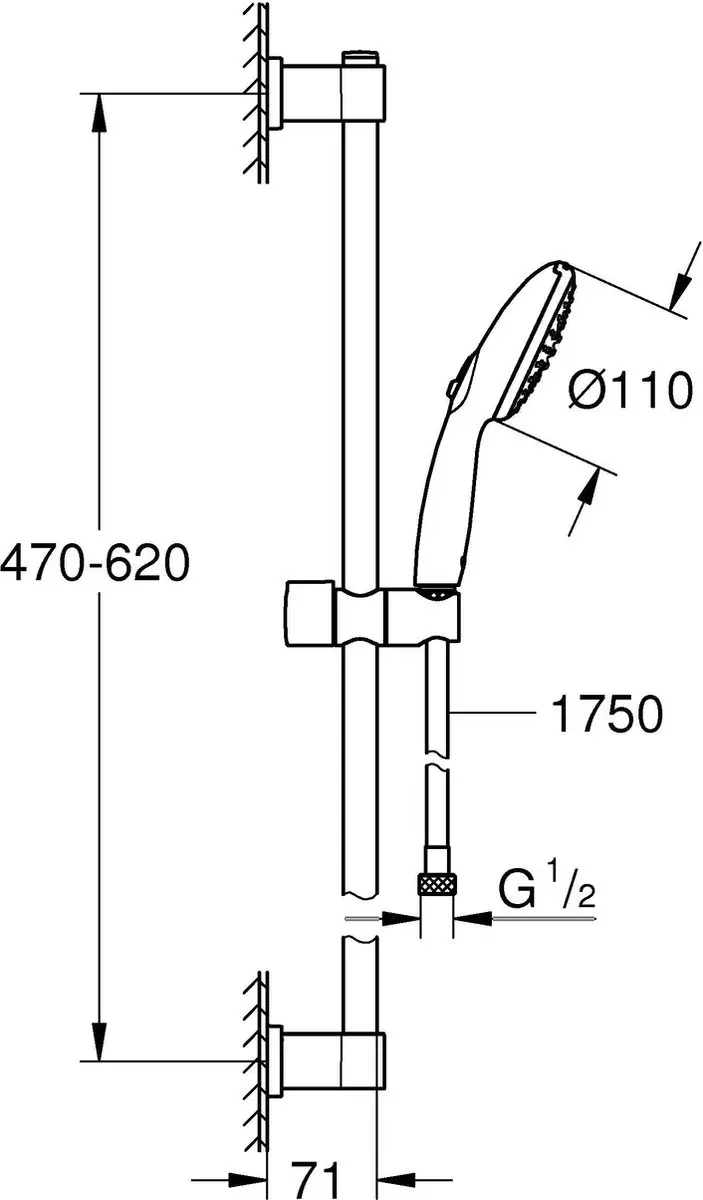 Grohe Vitalio Start Doucheset - 2 Straals - 60cm - afbeelding 2 van 6