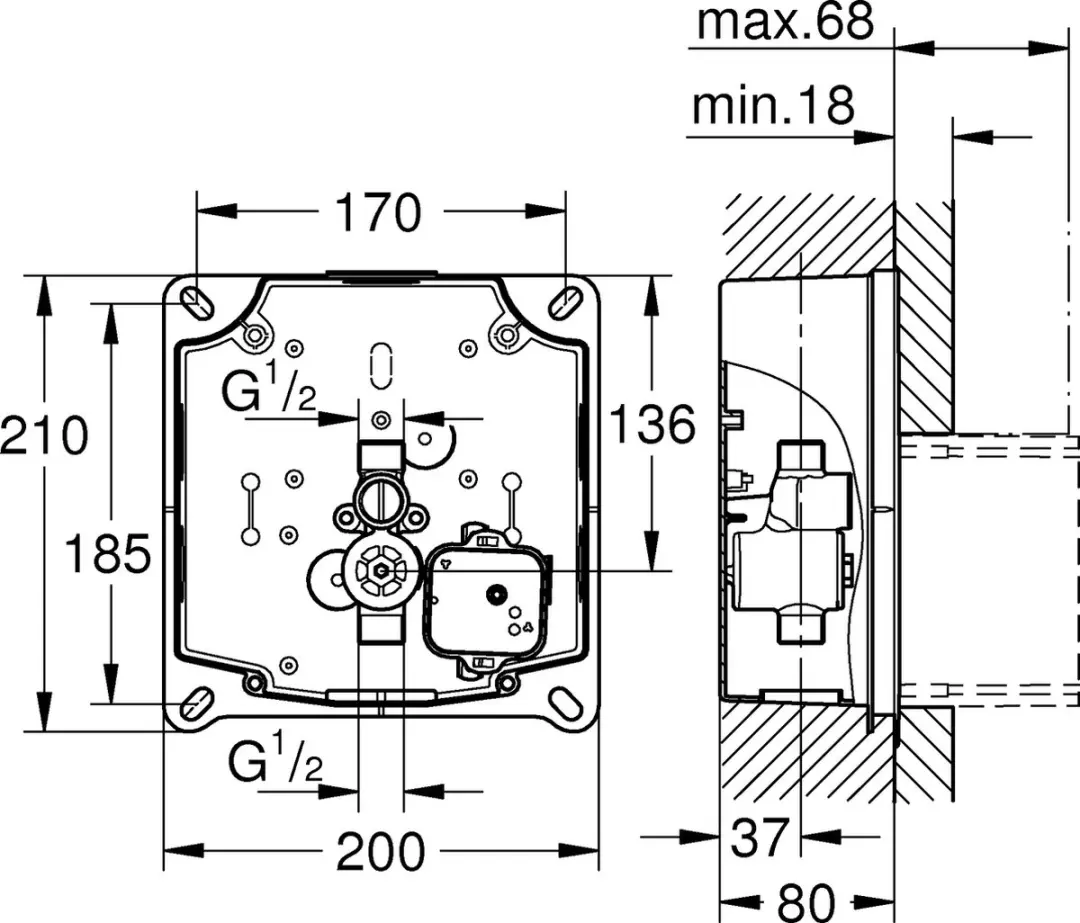 GROHE Rapido U Ruwbouwset - afbeelding 4 van 6