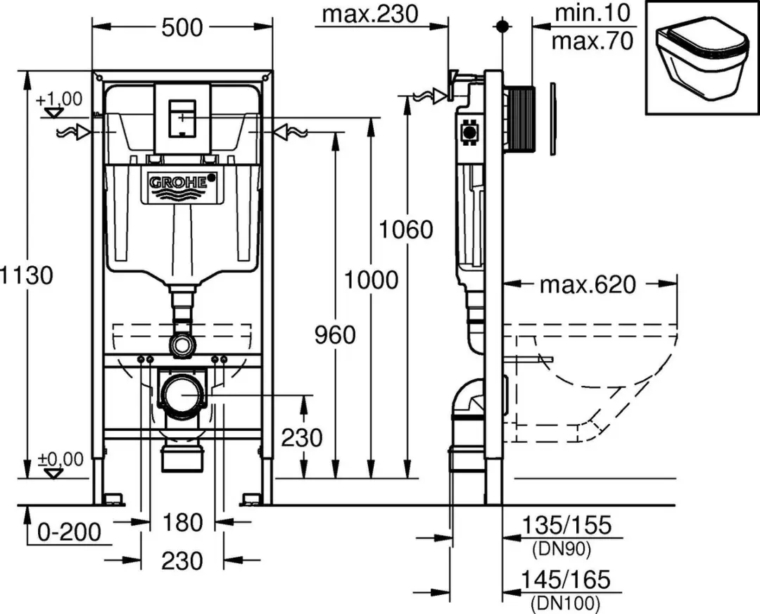 GROHE Rapid SL 4-in-1 Inbouwreservoir - Hangend toilet - afbeelding 5 van 6