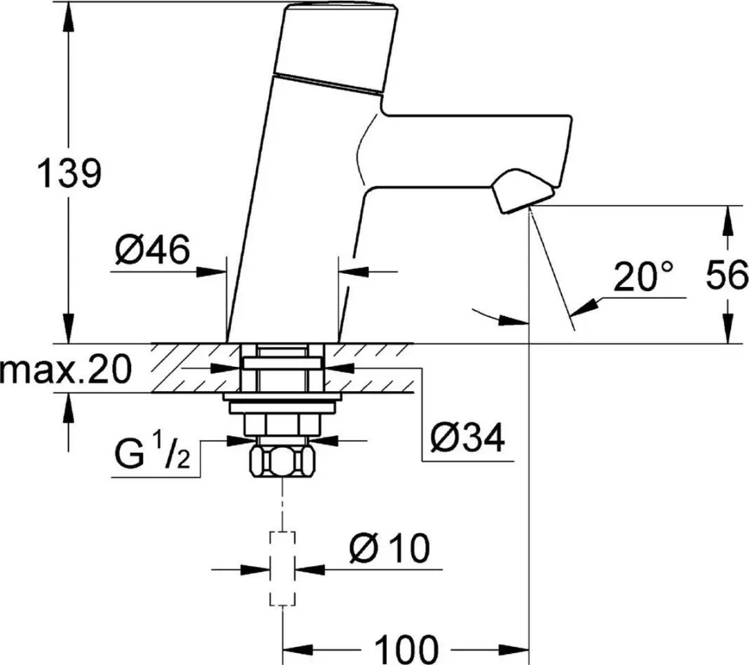 Grohe Concetto Fonteinkraan - Chroom - afbeelding 2 van 6