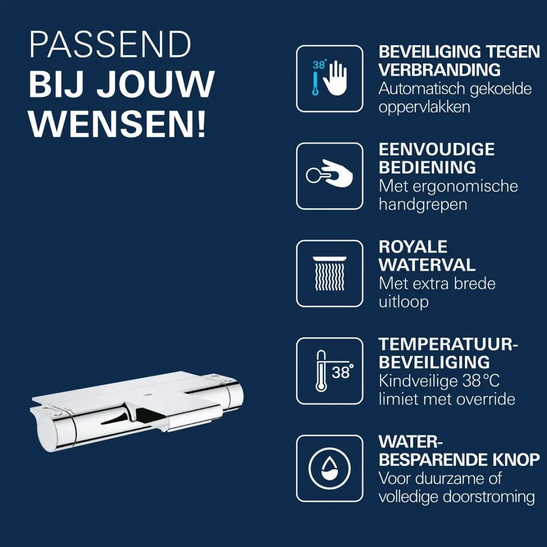 GROHE Grohtherm 2000 Thermostatische Badkraan 34464001 - Chroom - afbeelding 3 van 6
