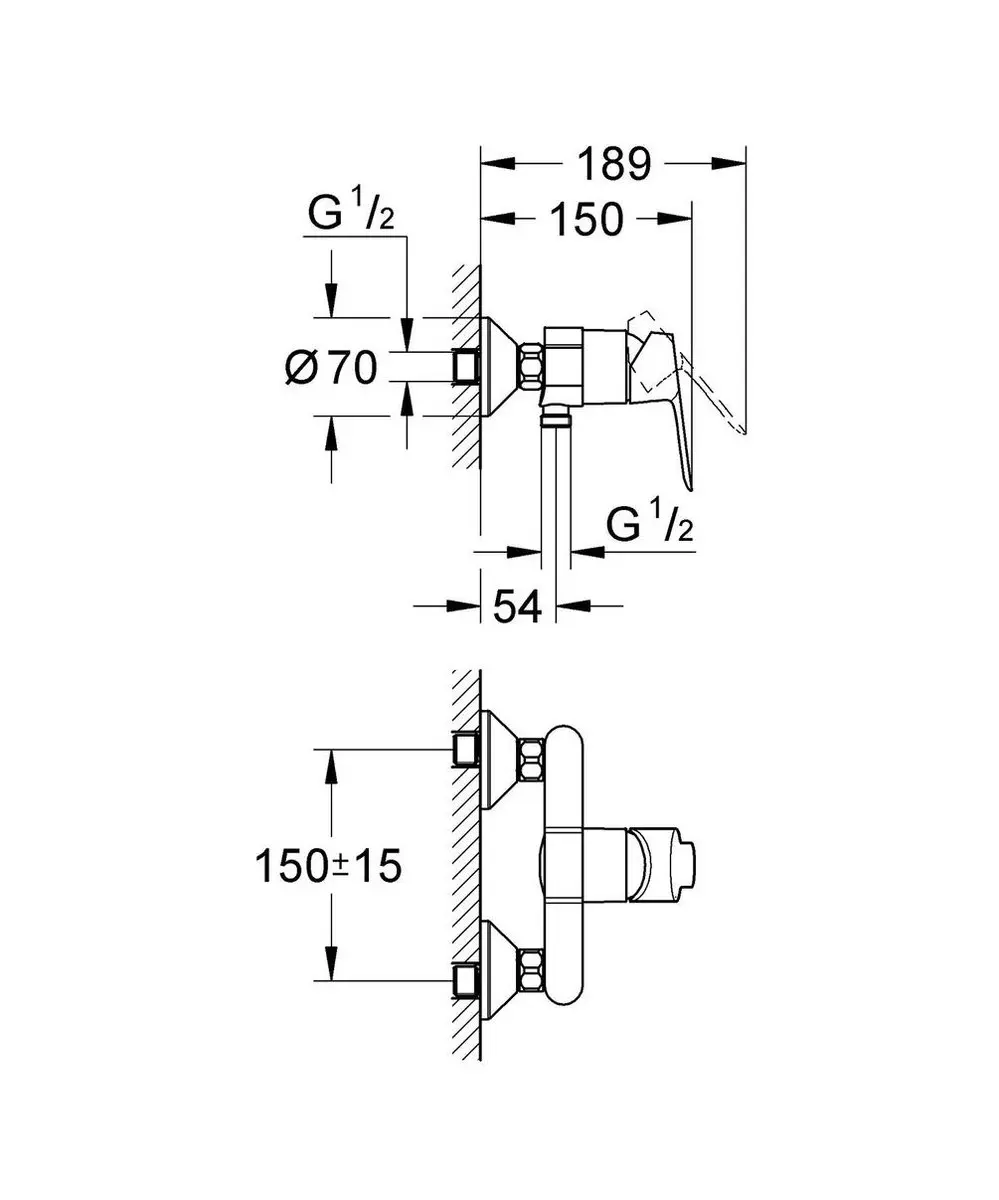 GROHE Bau Edge Douchekraan 23333000 - Chroom - afbeelding 3 van 6