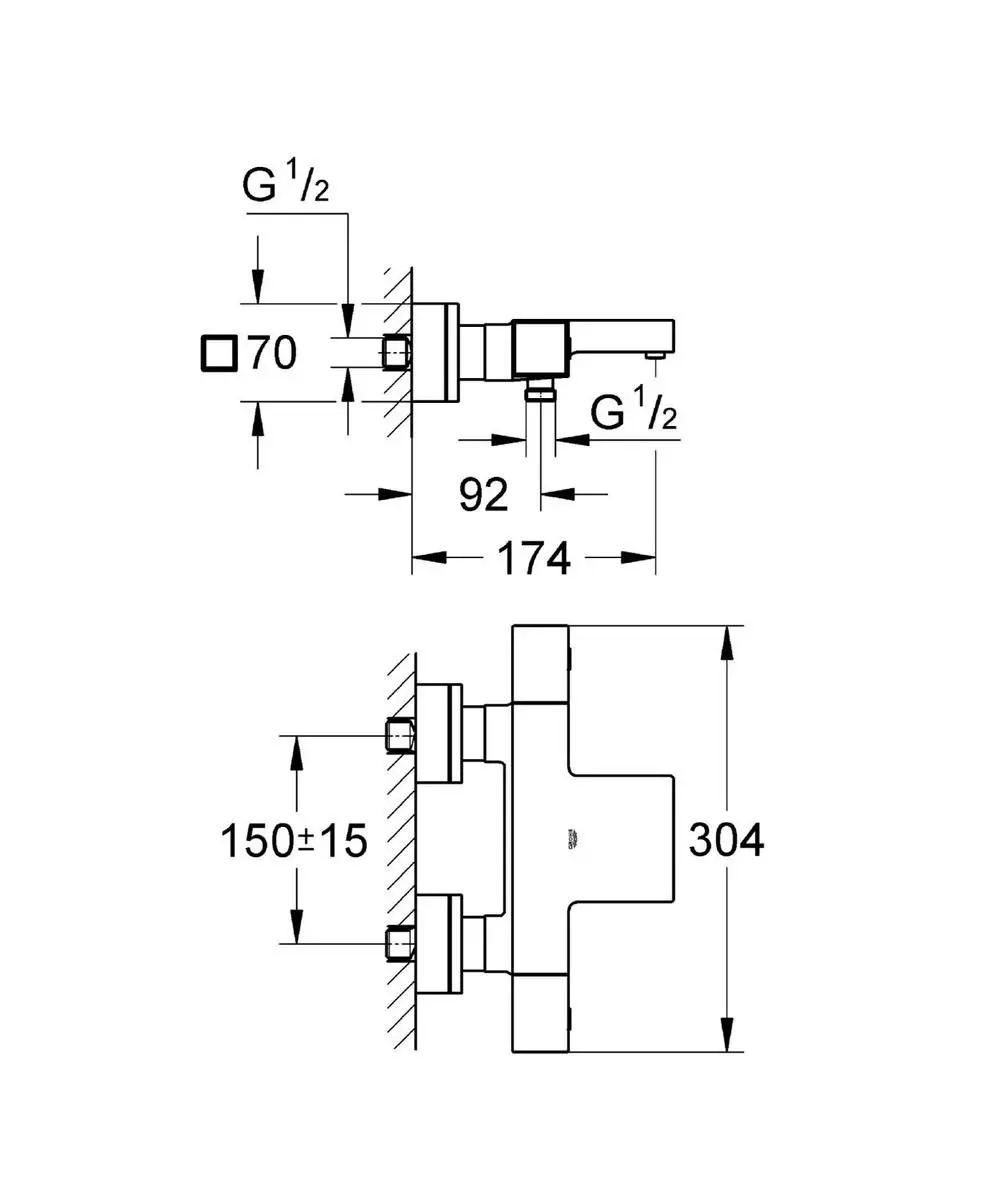 GROHE Grohtherm Cube 34497000 Thermostatische Badkraan