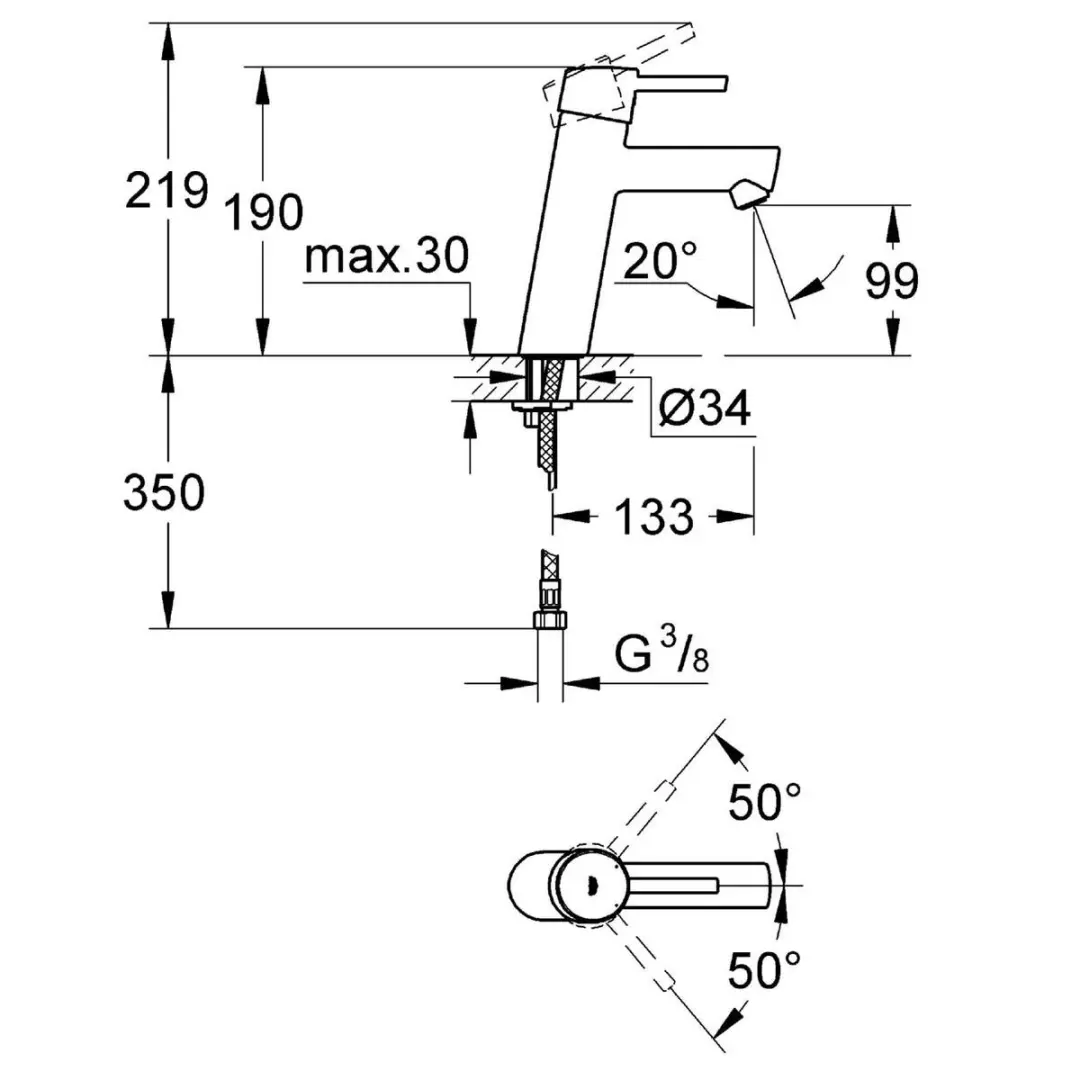 Grohe Concetto Wastafelkraan 23451001 - Medium uitloop - Chroom - afbeelding 2 van 6