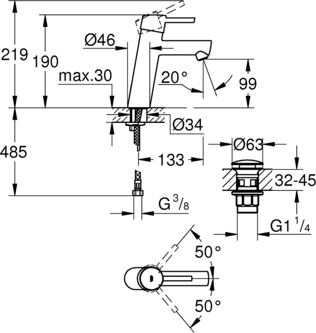 Grohe Concetto Wastafelkraan 23451001 - Medium uitloop - Chroom - afbeelding 3 van 6