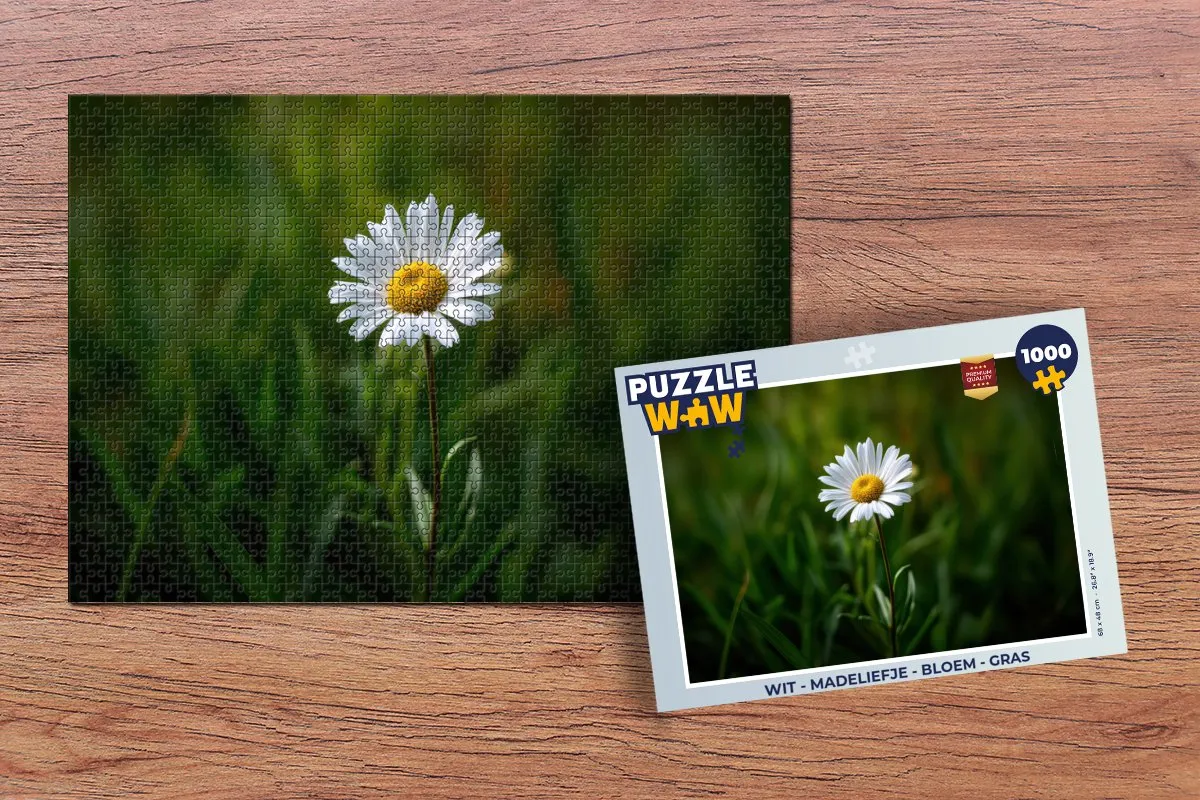 PuzzleWow Legpuzzel 1000 Stuks - Madeliefje/Wit