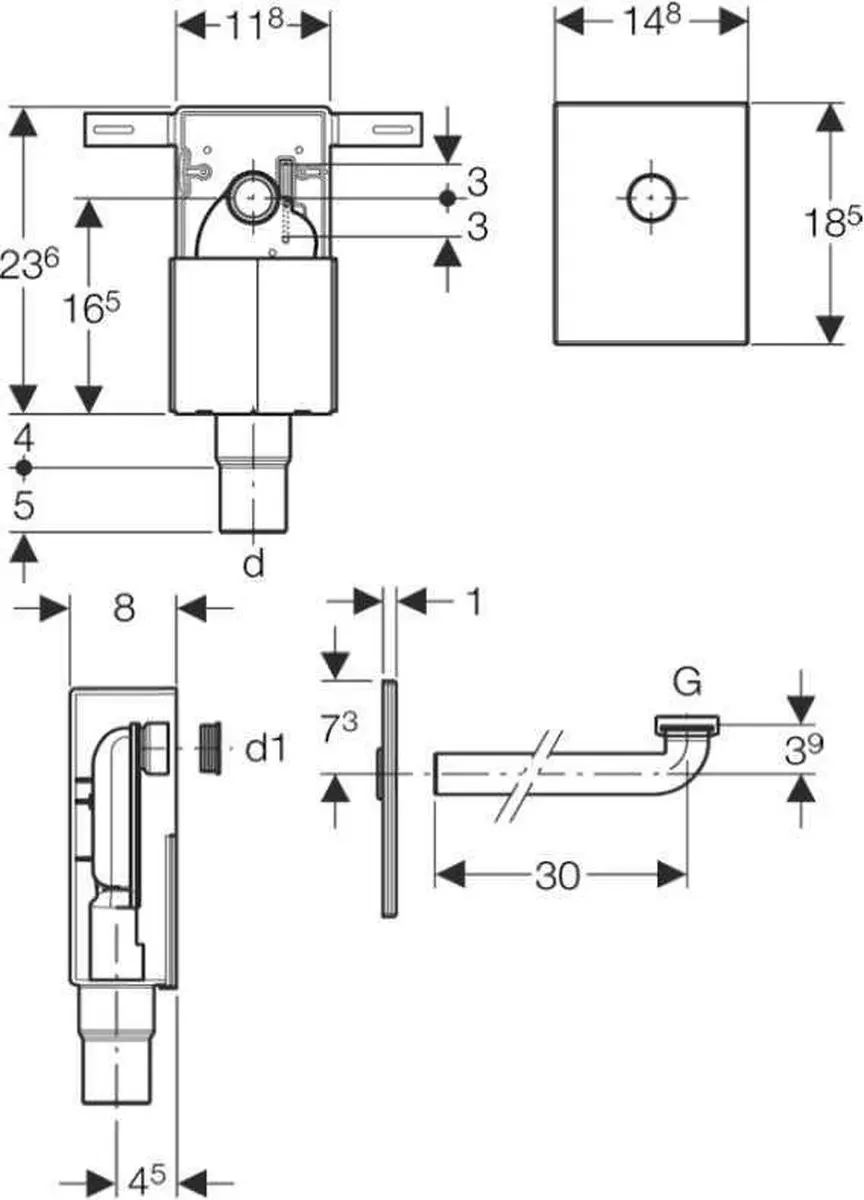 Geberit Inbouwsifon voor Wastafel - 32mm - afbeelding 3 van 5