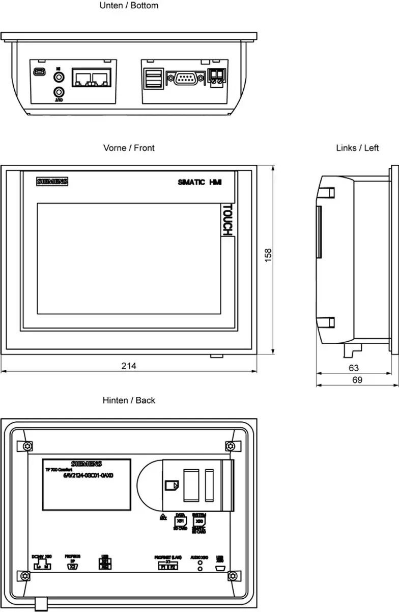 Siemens SIMATIC TP700 Comfort HMI Display 7" - 256 Kleuren - afbeelding 2 van 3