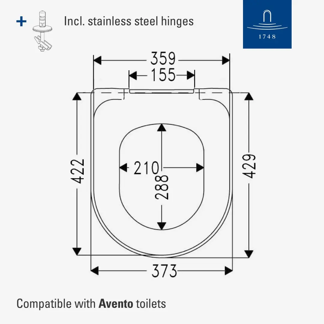 Villeroy & Boch Avento Closetzitting 37x42cm - Wit - afbeelding 5 van 6