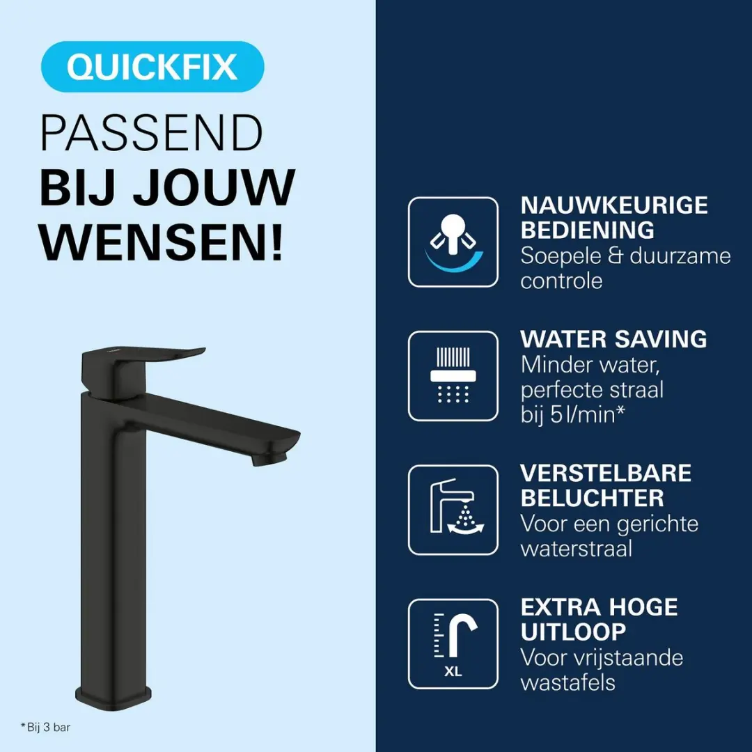 GROHE Dice Wastafelmengkraan 1018922430 - Mat Zwart - afbeelding 3 van 6