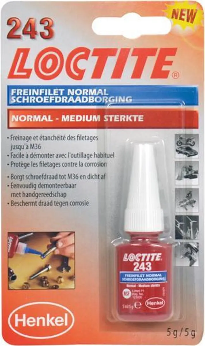 Loctite 243 Schroefdraadborgmiddel 5mg