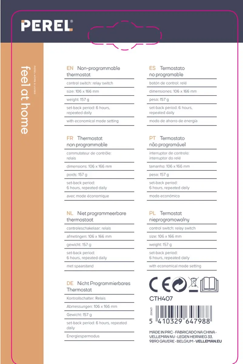 Perel CTH407 Kamerthermostaat Wit - afbeelding 5 van 5