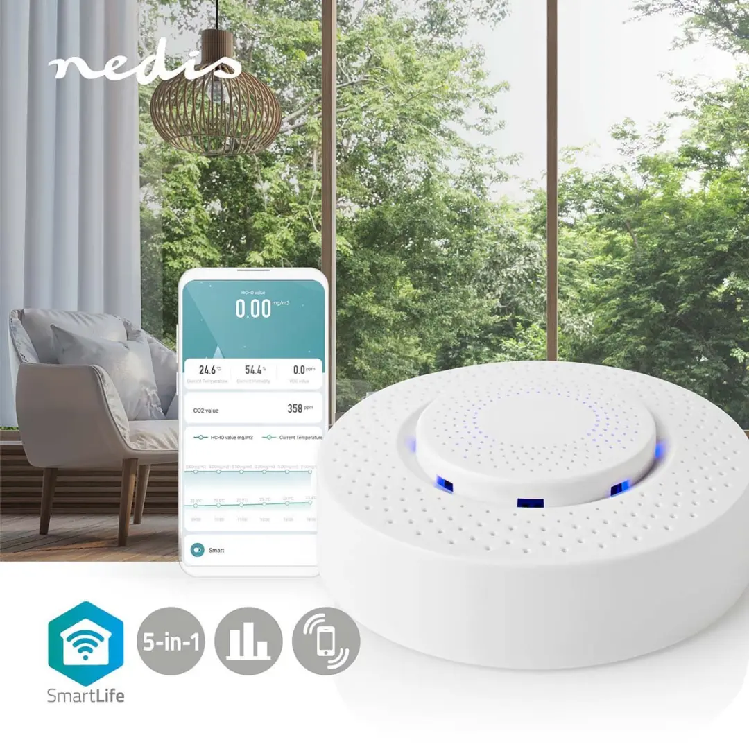 Nedis SmartLife WIFISA10CWT Luchtkwaliteitsmonitor - Wit - afbeelding 3 van 6