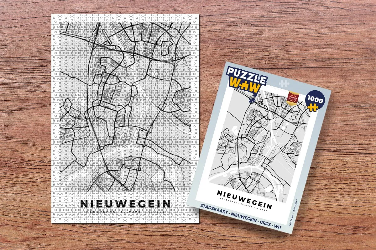 PuzzleWow Stadskaart Nieuwegein Legpuzzel 1000 Stuks - Multicolor