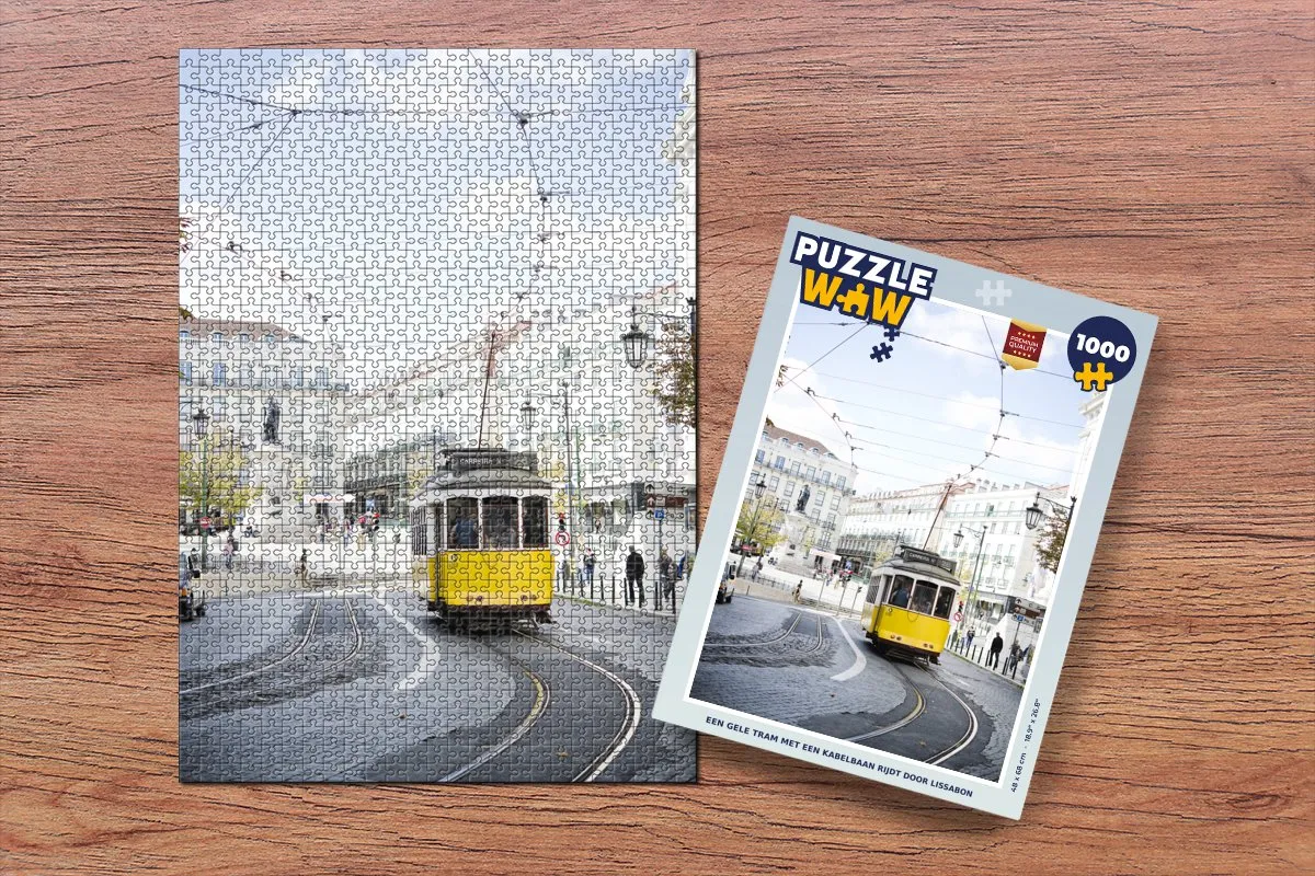 PuzzleWow Legpuzzel Lissabon Tram & Kabelbaan 1000 Stuks - Multicolor