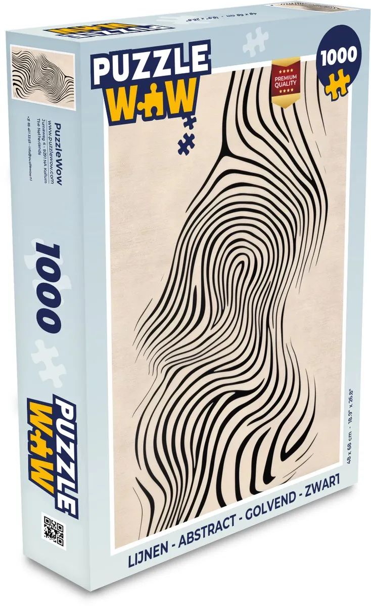 PuzzleWow Abstract Lijnen Puzzel 1000 Stuks - Zwart