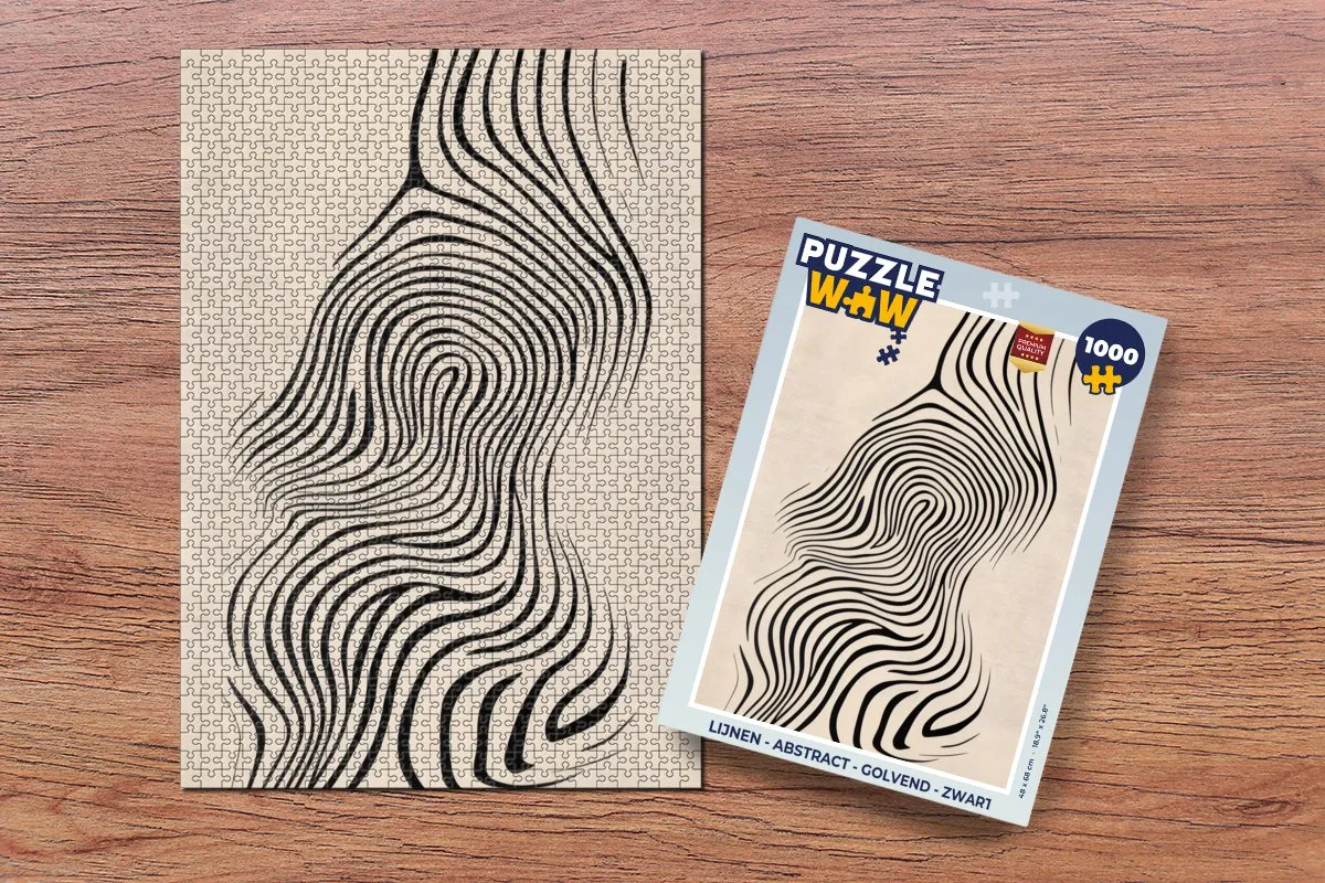 PuzzleWow Abstract Lijnen Puzzel 1000 Stuks - Zwart