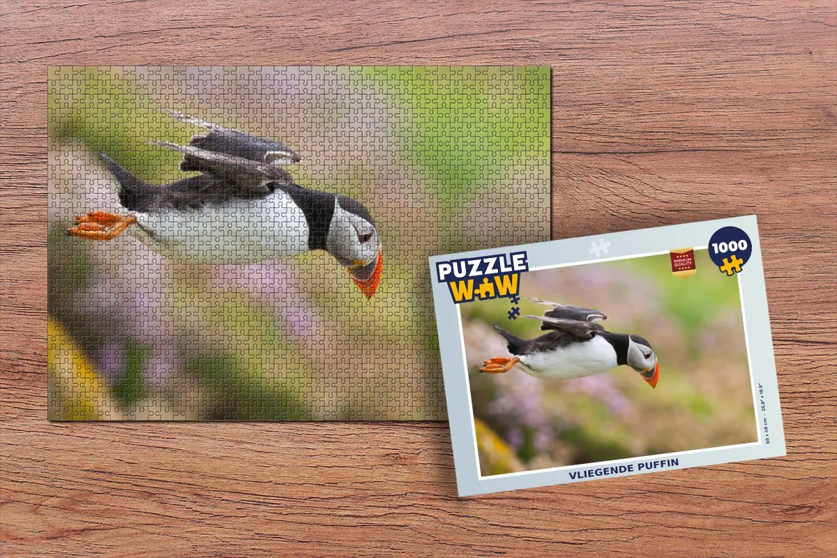 PuzzleWow Vliegende Puffin Legpuzzel 1000 Stuks - Multicolor