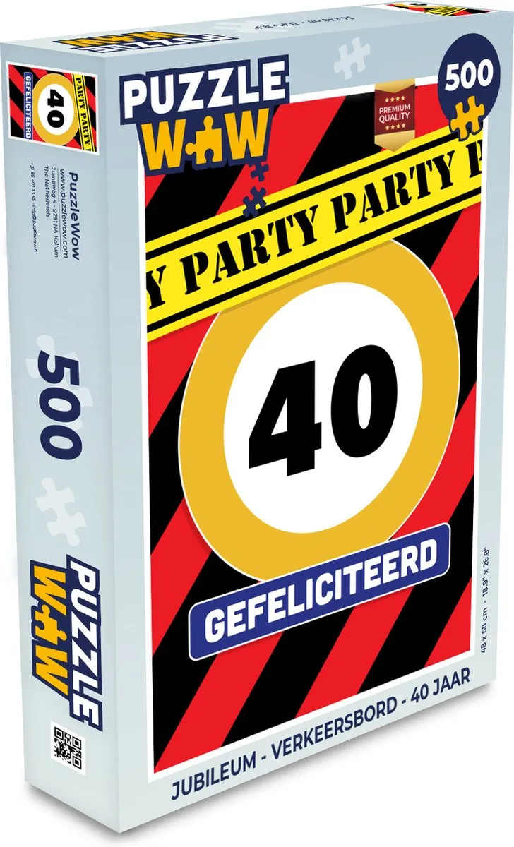 PuzzleWow Jubileum Verkeersbord Legpuzzel 500 Stuks