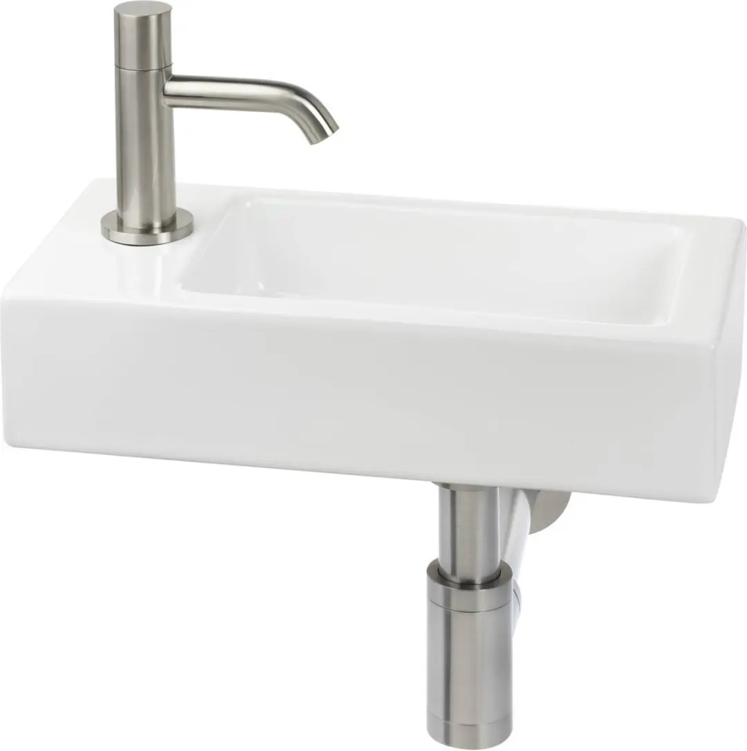 Saqu Trento Toiletfontein Links 36x18cm - Wit - afbeelding 3 van 5