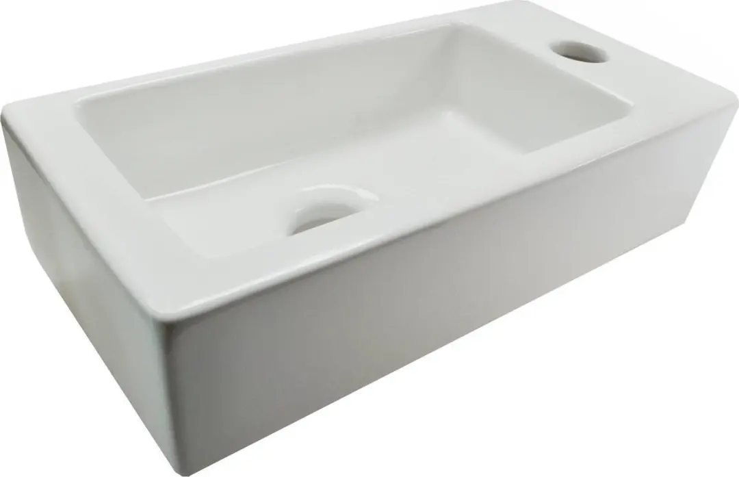 Saqu Trento Fonteinset RVS-look - 1 Kraangat - Glanzend Wit - afbeelding 4 van 5