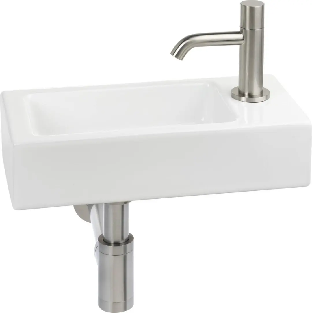 Saqu Trento Fonteinset RVS-look - 1 Kraangat - Glanzend Wit