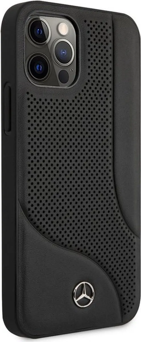 Mercedes-Benz Perforated Backcover Hoesje iPhone 12 Pro Max - Zwart