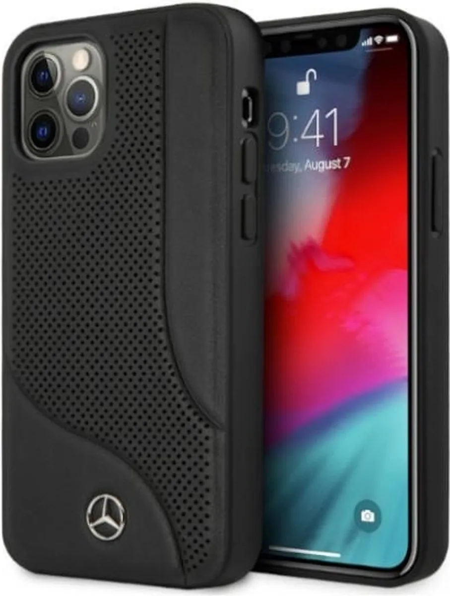 Mercedes-Benz Perforated Backcover Hoesje iPhone 12 Pro Max - Zwart