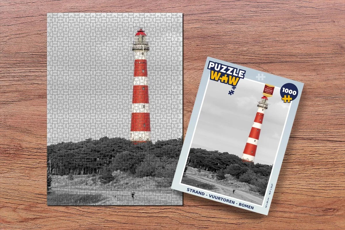 PuzzleWow Strand Vuurtoren Bomen Legpuzzel 1000 Stuks - Multicolor